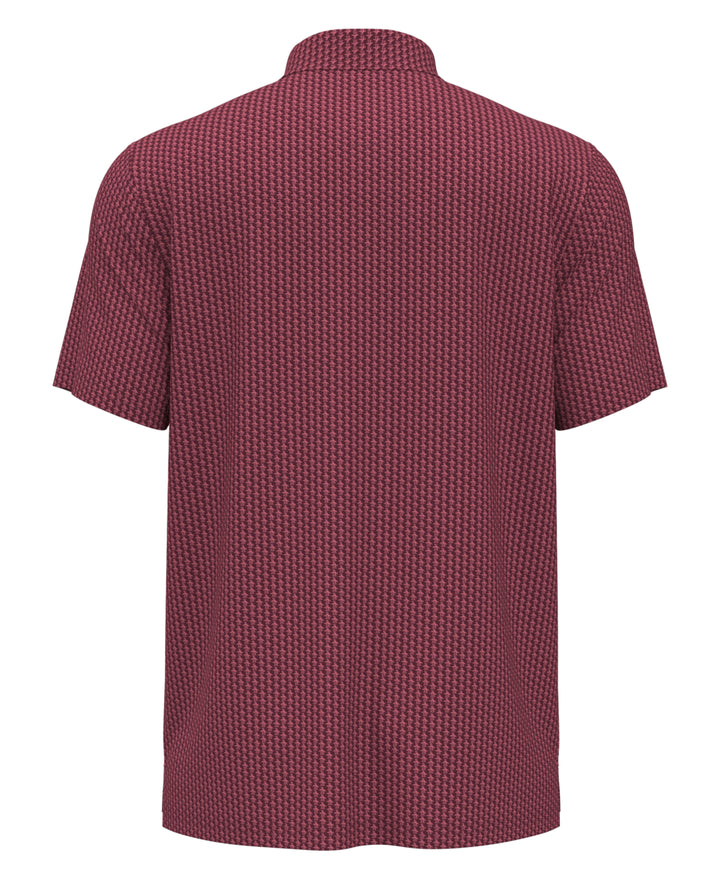 Allover Pete Print Short Sleeve Golf Polo Shirt (Cordovan) 