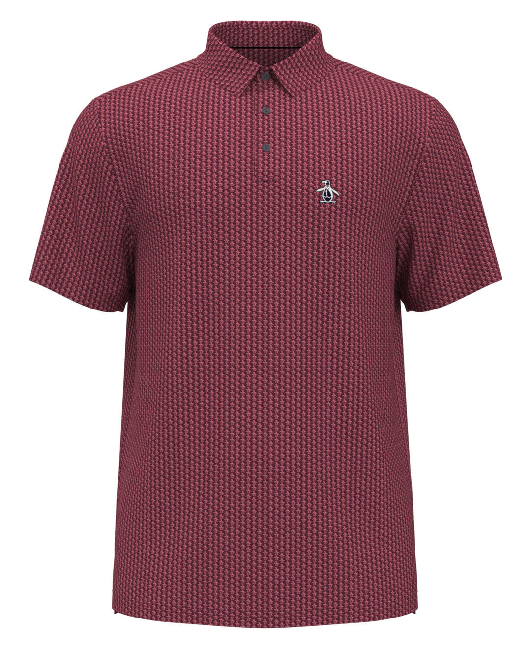 Allover Pete Print Short Sleeve Golf Polo Shirt (Cordovan) 