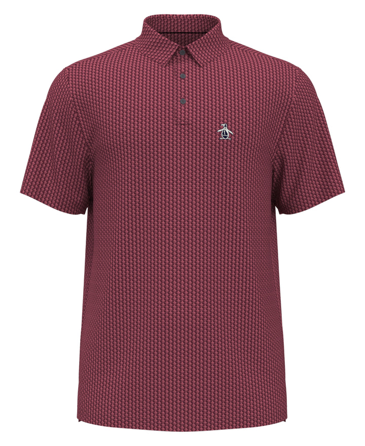 Allover Pete Print Short Sleeve Golf Polo Shirt (Cordovan) 