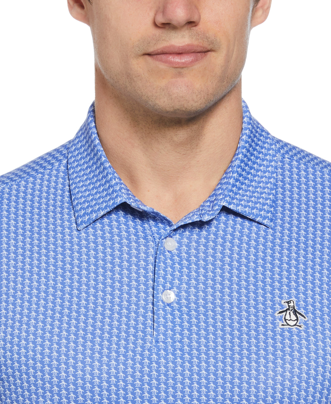 Allover Pete Print Short Sleeve Golf Polo Shirt (Amparo Blue) 
