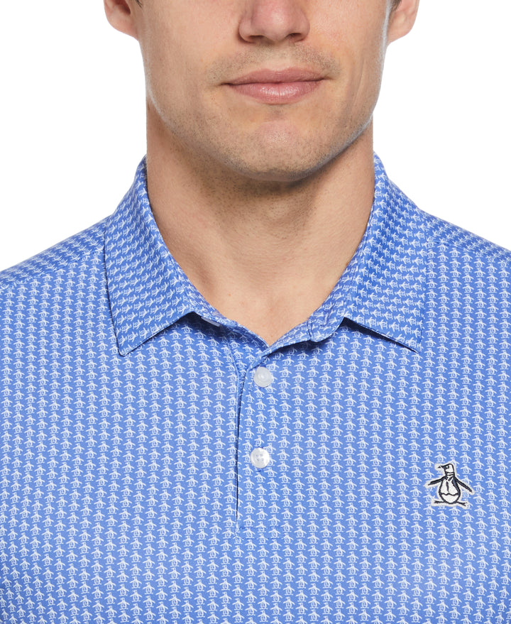 Allover Pete Print Short Sleeve Golf Polo Shirt (Amparo Blue) 