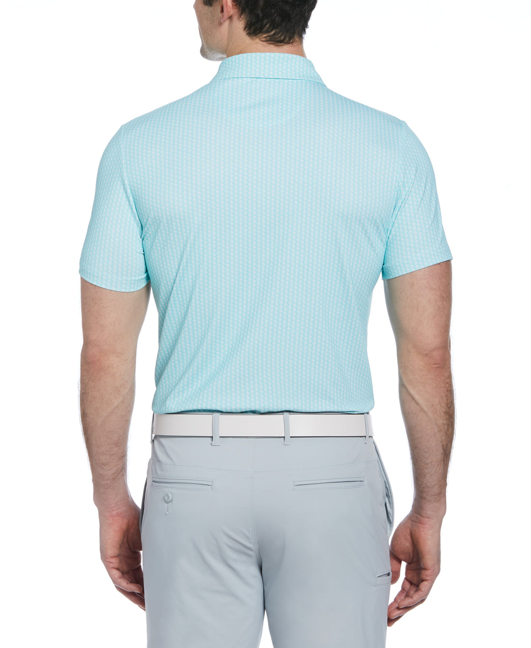 Allover Pete Print Short Sleeve Golf Polo Shirt (Tanager Turquoise) 