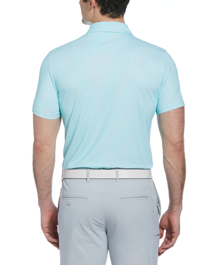 Allover Pete Print Short Sleeve Golf Polo Shirt (Tanager Turquoise) 