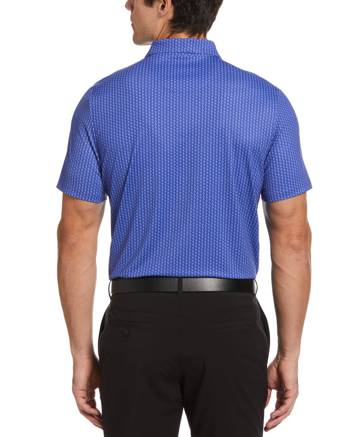 Allover Pete Print Short Sleeve Golf Polo Shirt (Bluing) 
