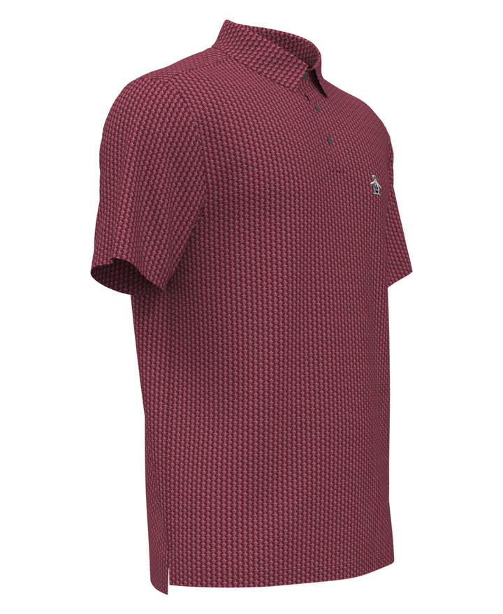 Allover Pete Print Short Sleeve Golf Polo Shirt (Cordovan) 