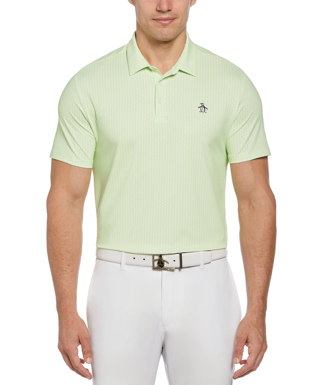Allover Pete Print Short Sleeve Golf Polo Shirt (Shadow Lime) 