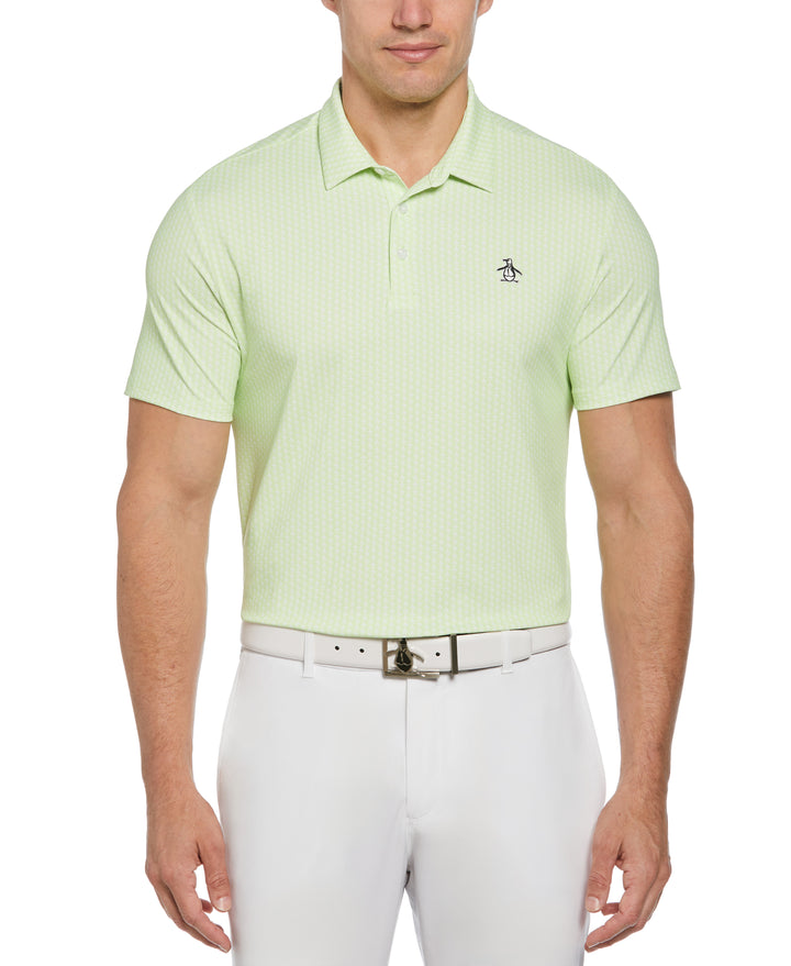 Allover Pete Print Short Sleeve Golf Polo Shirt (Shadow Lime) 