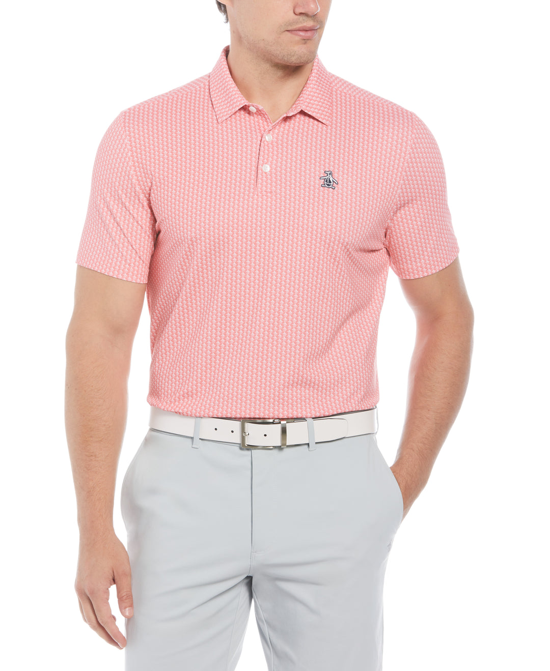 Allover Pete Print Short Sleeve Golf Polo Shirt (Strawberry Pink) 