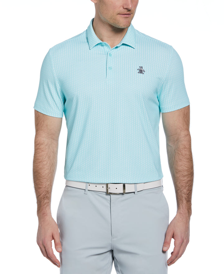 Allover Pete Print Short Sleeve Golf Polo Shirt (Tanager Turquoise) 