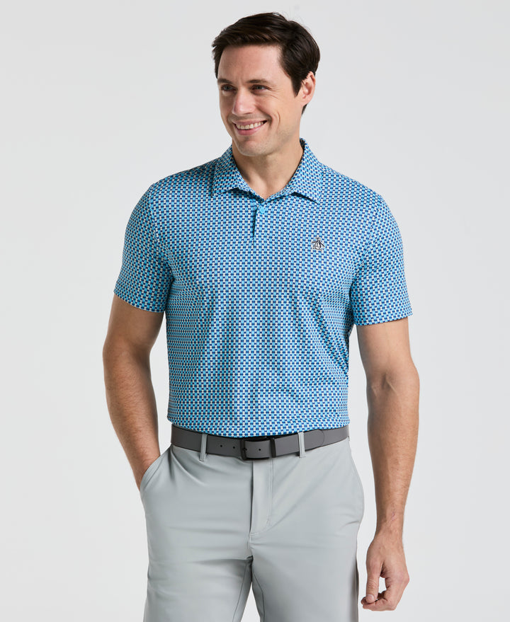 Pete's Bowtie Print Golf Polo (Blue Grotto) 