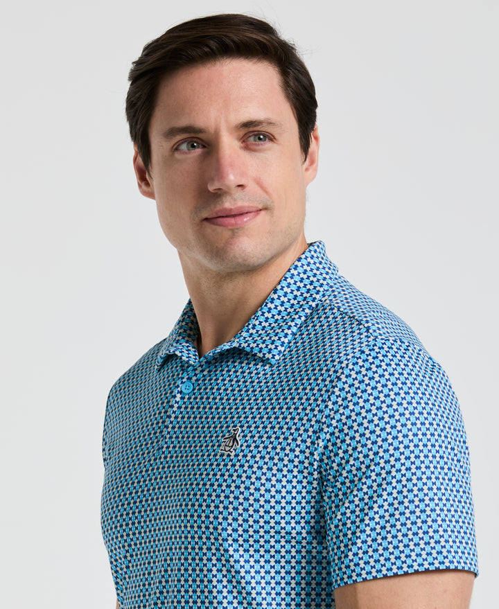 Pete's Bowtie Print Golf Polo (Blue Grotto) 