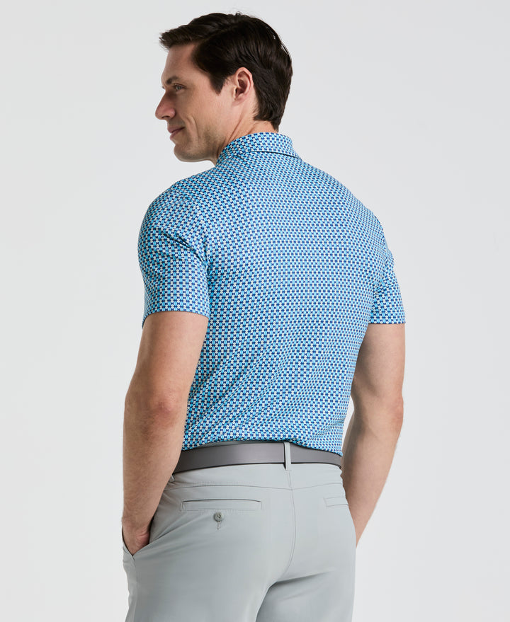 Pete's Bowtie Print Golf Polo (Blue Grotto) 