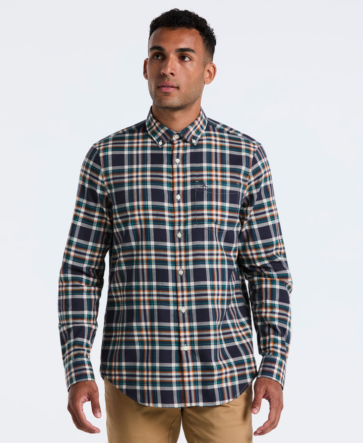 Cotton Stretch Plaid Shirt (Dark Sapphire) 