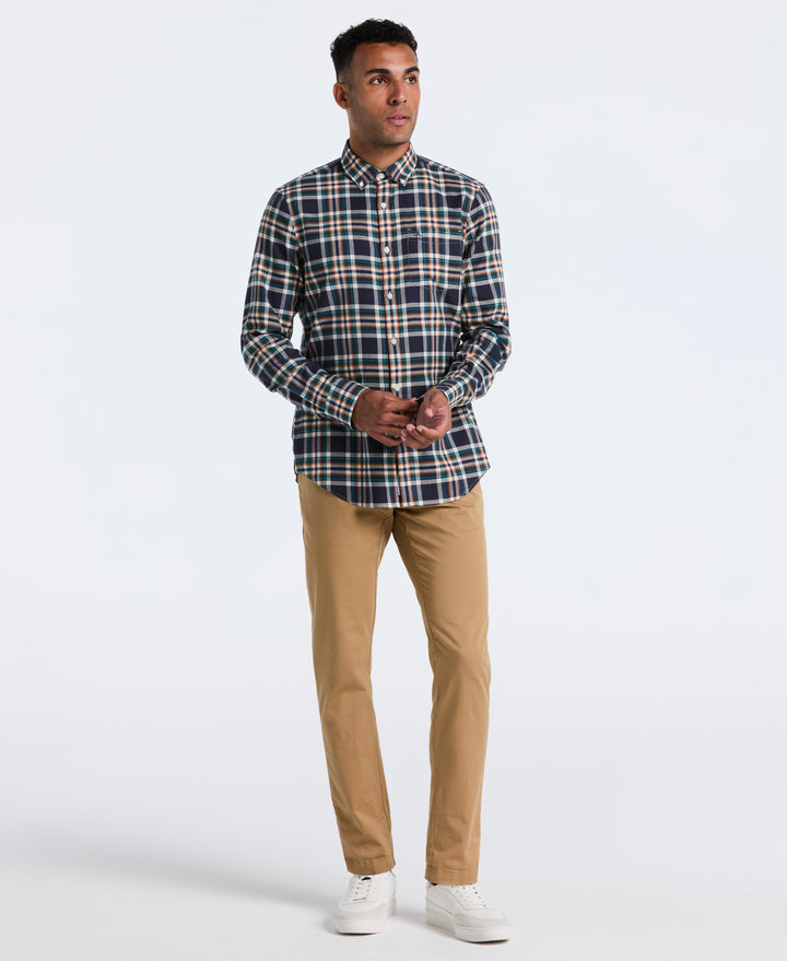 Cotton Stretch Plaid Shirt (Dark Sapphire) 