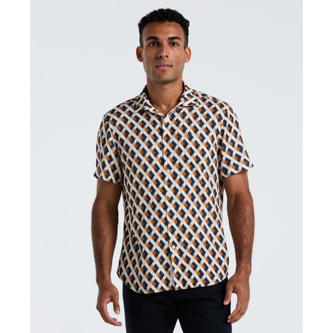 All-Over Print Geo Button-Down Shirt (Birch) 