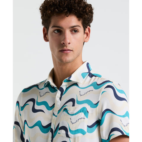Multiwave All-Over Print Shirt (Bright White) 