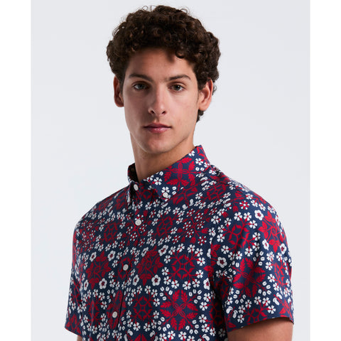 Linen Cotton All Over Print Talavera  (True Red) 