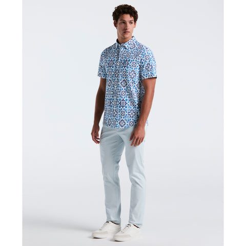 Linen Blend All-Over Print Talavera Shirt (Bright White) 