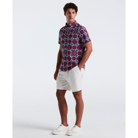 Linen Cotton All Over Print Talavera  (True Red) 