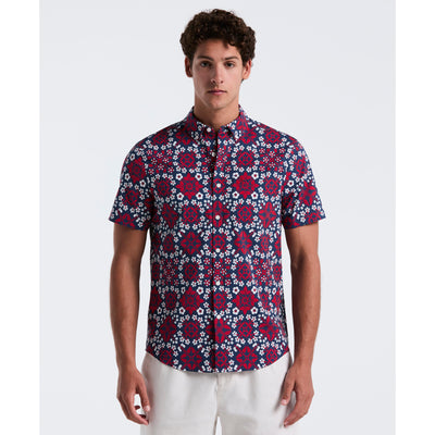 Linen Cotton All Over Print Talavera  (True Red) 