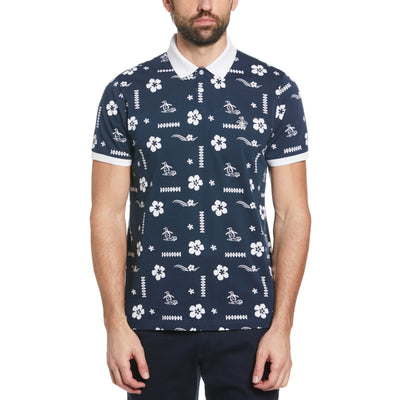 All Over Simple Floral Pete Polo (Dress Blues) 