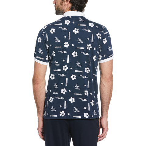 All Over Simple Floral Pete Polo (Dress Blues) 