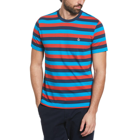 Allover Stripe Short Sleeve Tee-Shirt (Dress Blues) 