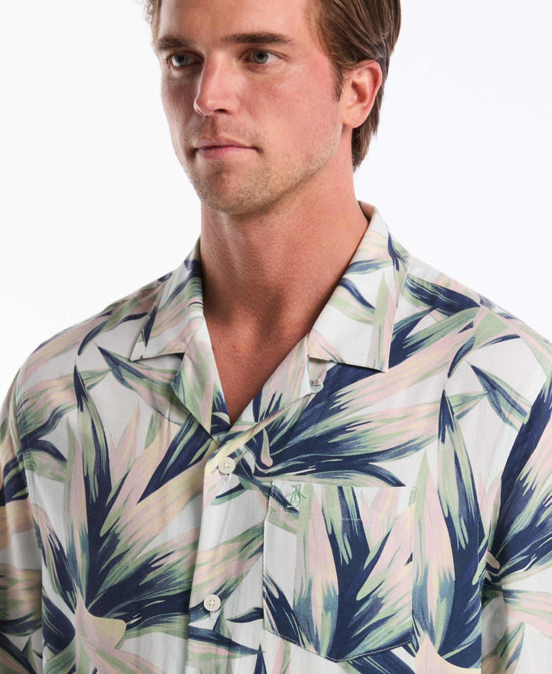 All Over Print Succulent Camp Shirt (Bright White) 