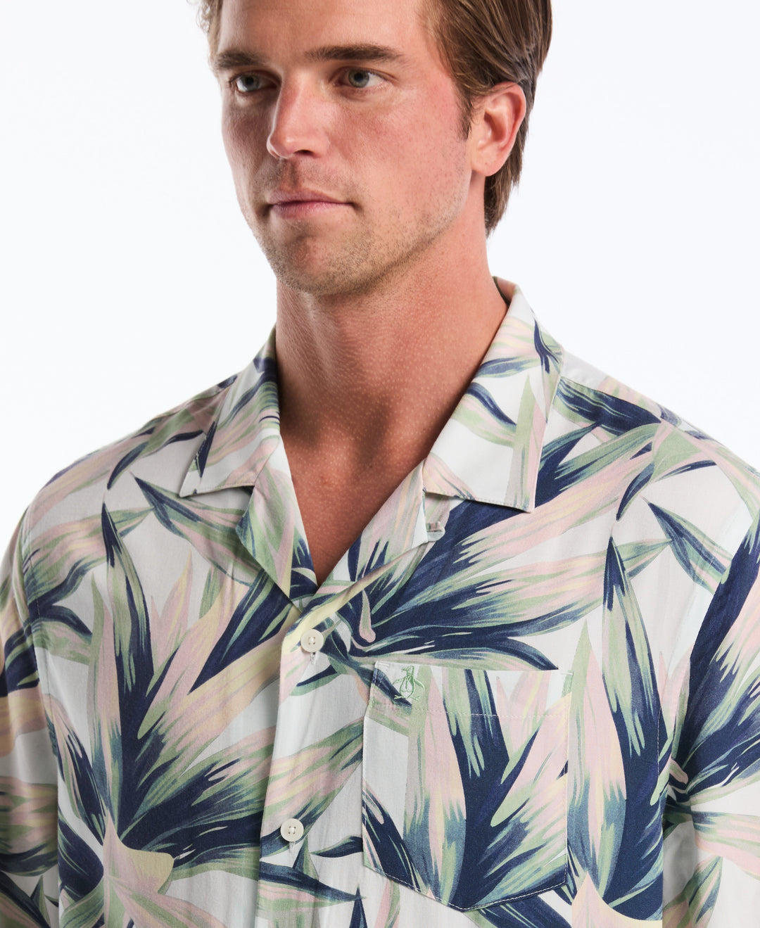 All Over Print Succulent Camp Shirt (Bright White) 