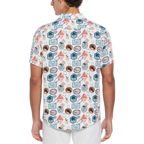 All-over Vacay Print Shirt  (Bright White) 