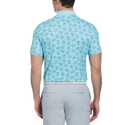 60s Floral Pete Print Short Sleeve Golf Polo Shirt (Tanager Turquoise) 