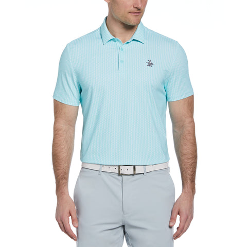 Allover Pete Print Short Sleeve Golf Polo Shirt (Tanager Turquoise) 