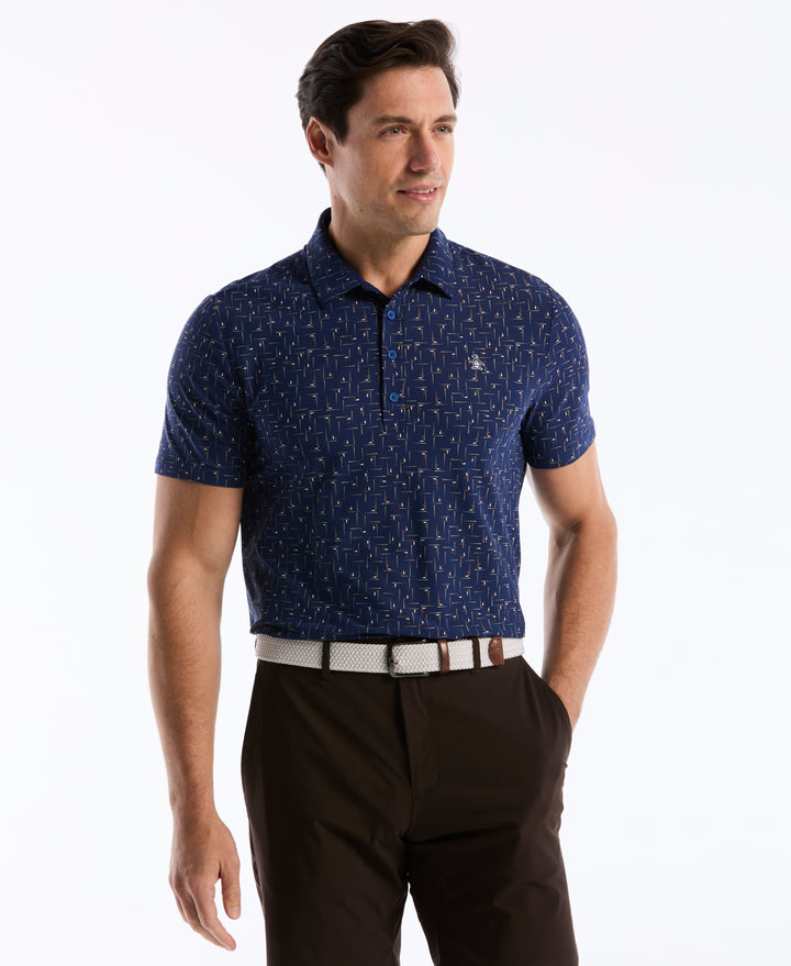 Archive All-Over Abstract Golf Polo (Blue Depths) 