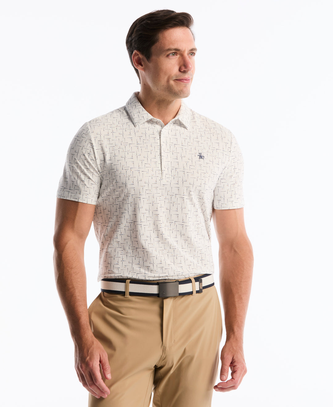 Archive All-Over Abstract Golf Polo (Bright White) 