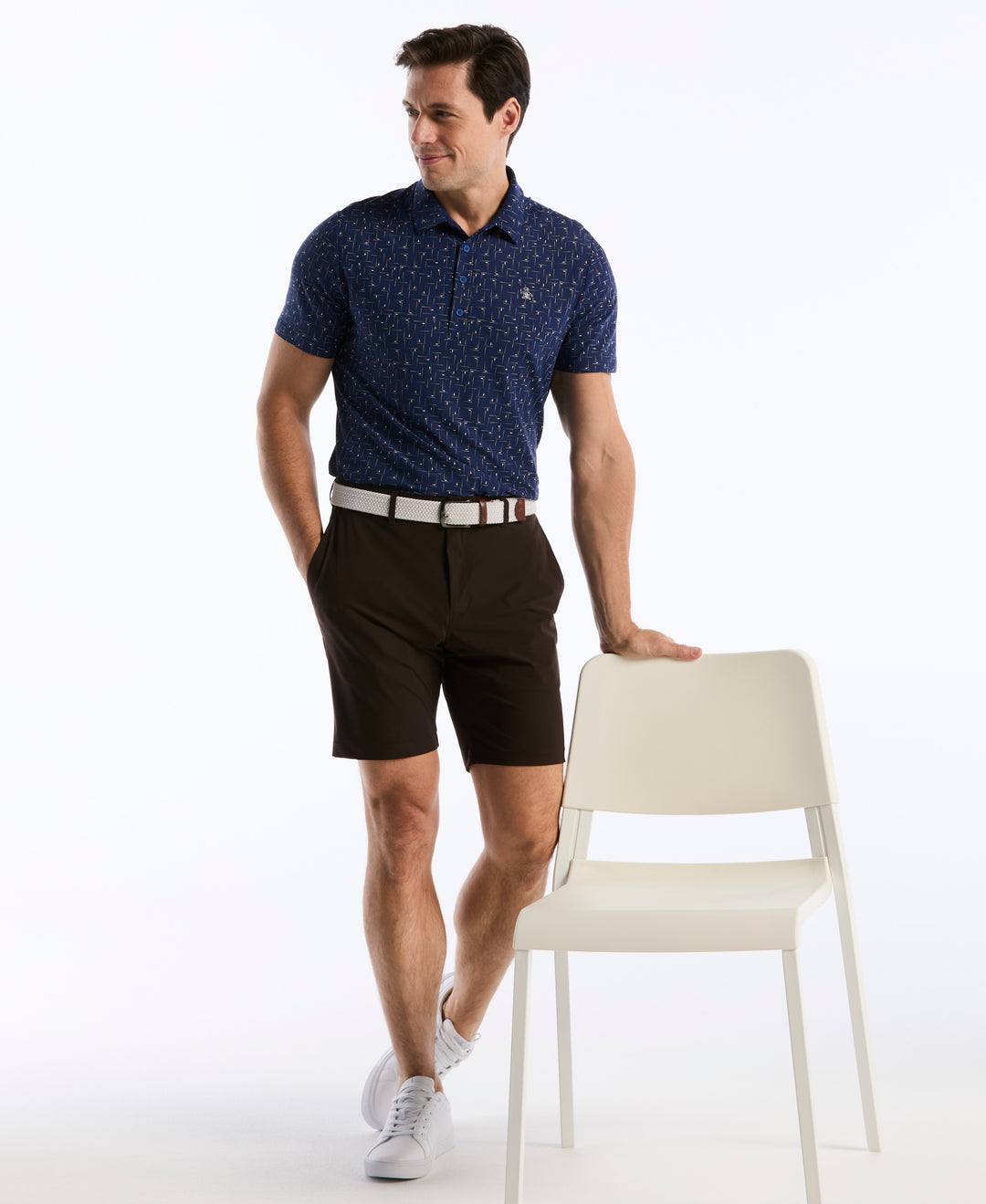 Archive All-Over Abstract Golf Polo (Blue Depths) 