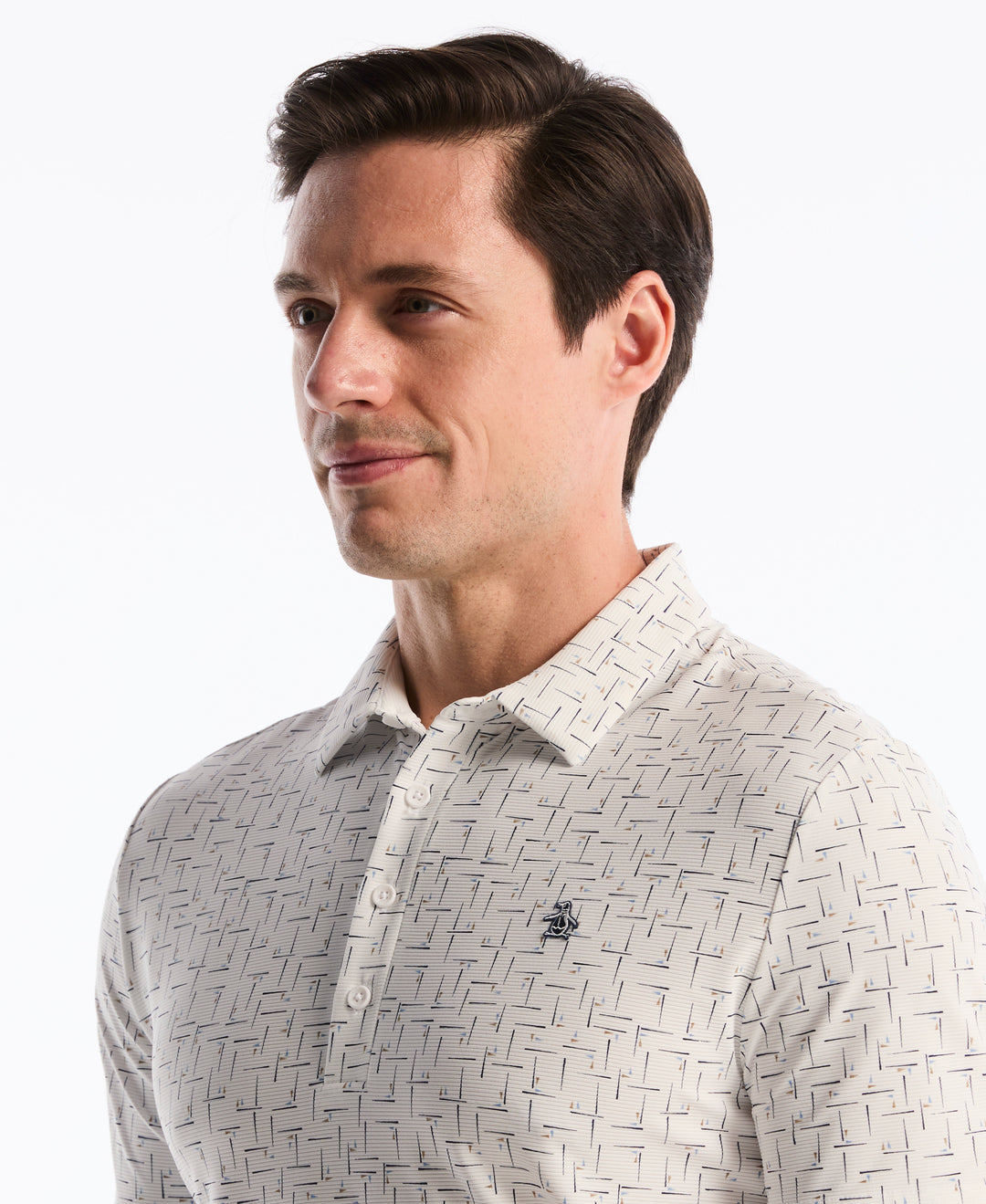 Archive All-Over Abstract Golf Polo (Bright White) 