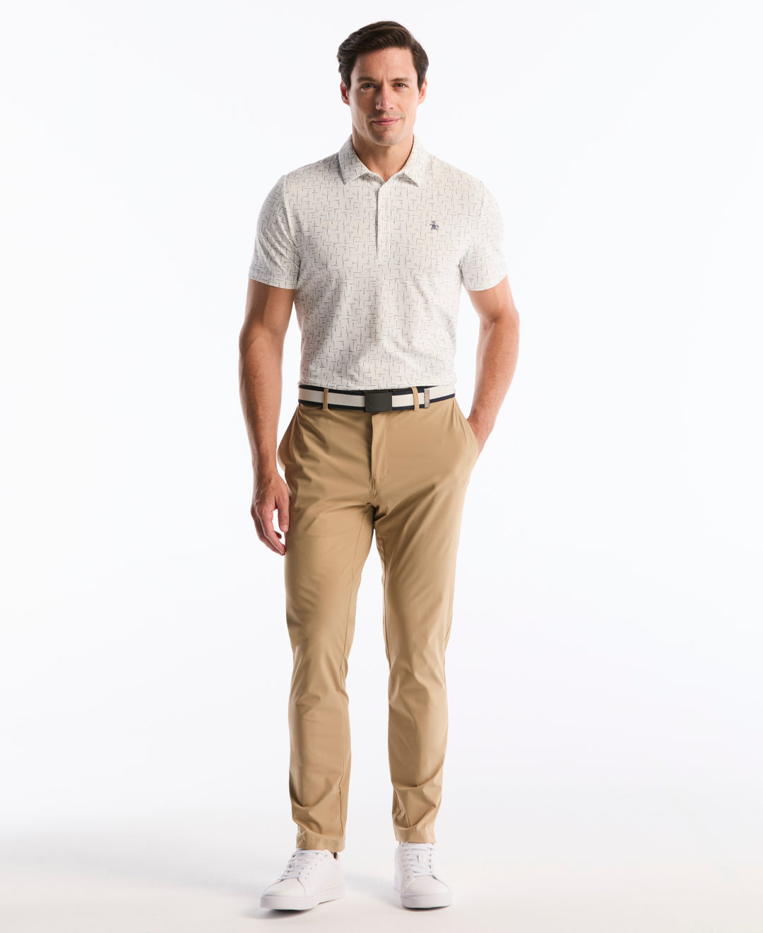 Archive All-Over Abstract Golf Polo (Bright White) 