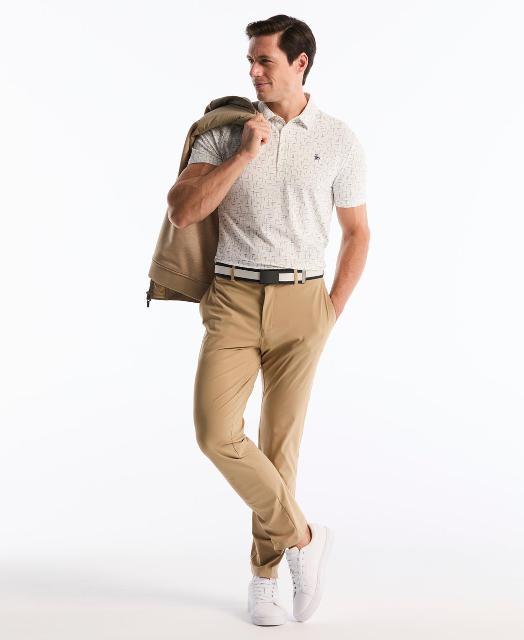 Archive All-Over Abstract Golf Polo (Bright White) 