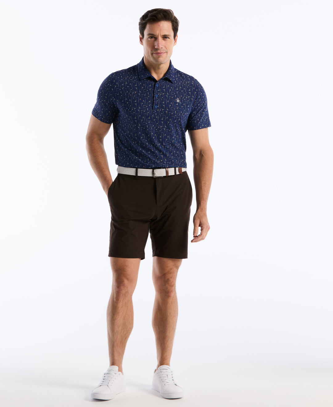 Archive All-Over Abstract Golf Polo (Blue Depths) 