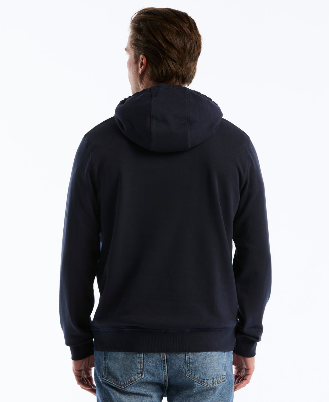 Asymmetrical Colorblock Fleece Hoodie (Dark Sapphire) 