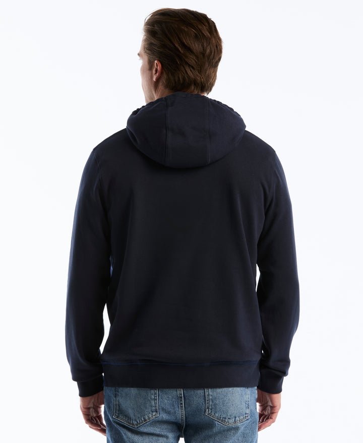 Asymmetrical Colorblock Fleece Hoodie (Dark Sapphire) 