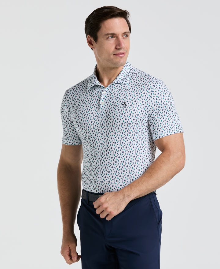 Augusta Menu Print Golf Polo (Bright White) 