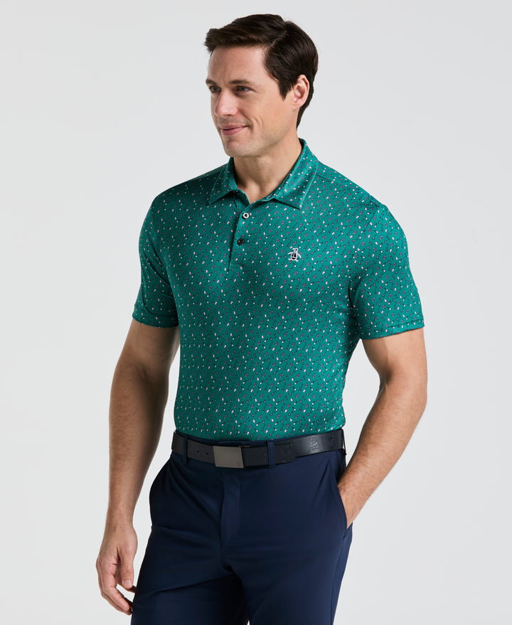 Augusta Menu Print Golf Polo (Galapagos Green) 
