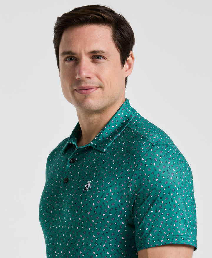 Augusta Menu Print Golf Polo (Galapagos Green) 
