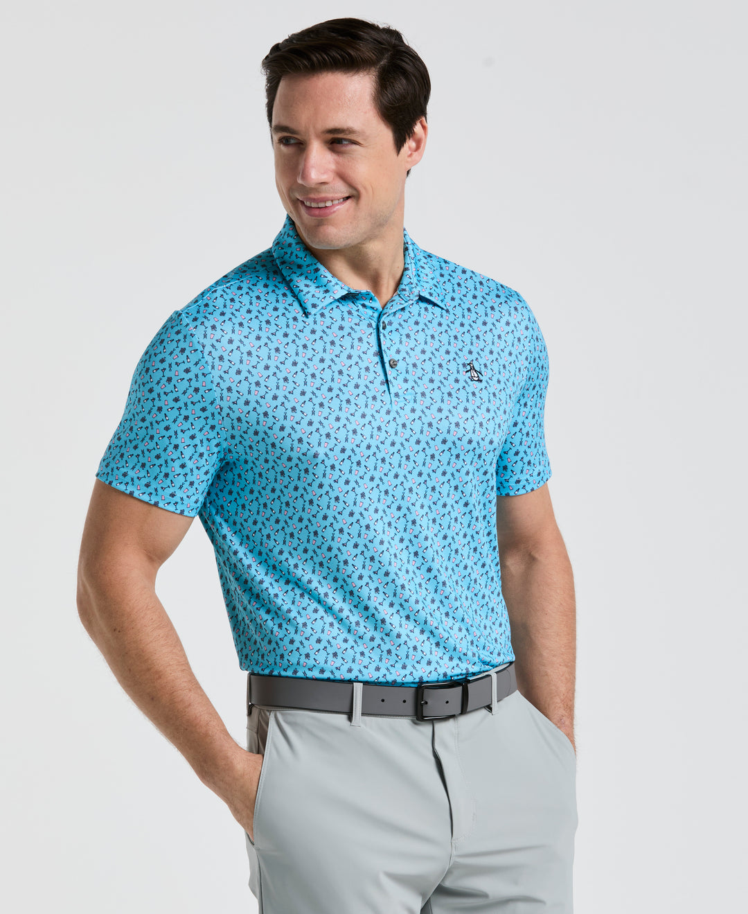 Augusta Menu Print Golf Polo (Aquarius) 
