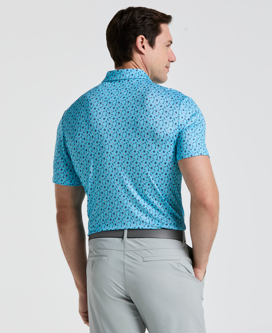 Augusta Menu Print Golf Polo (Aquarius) 