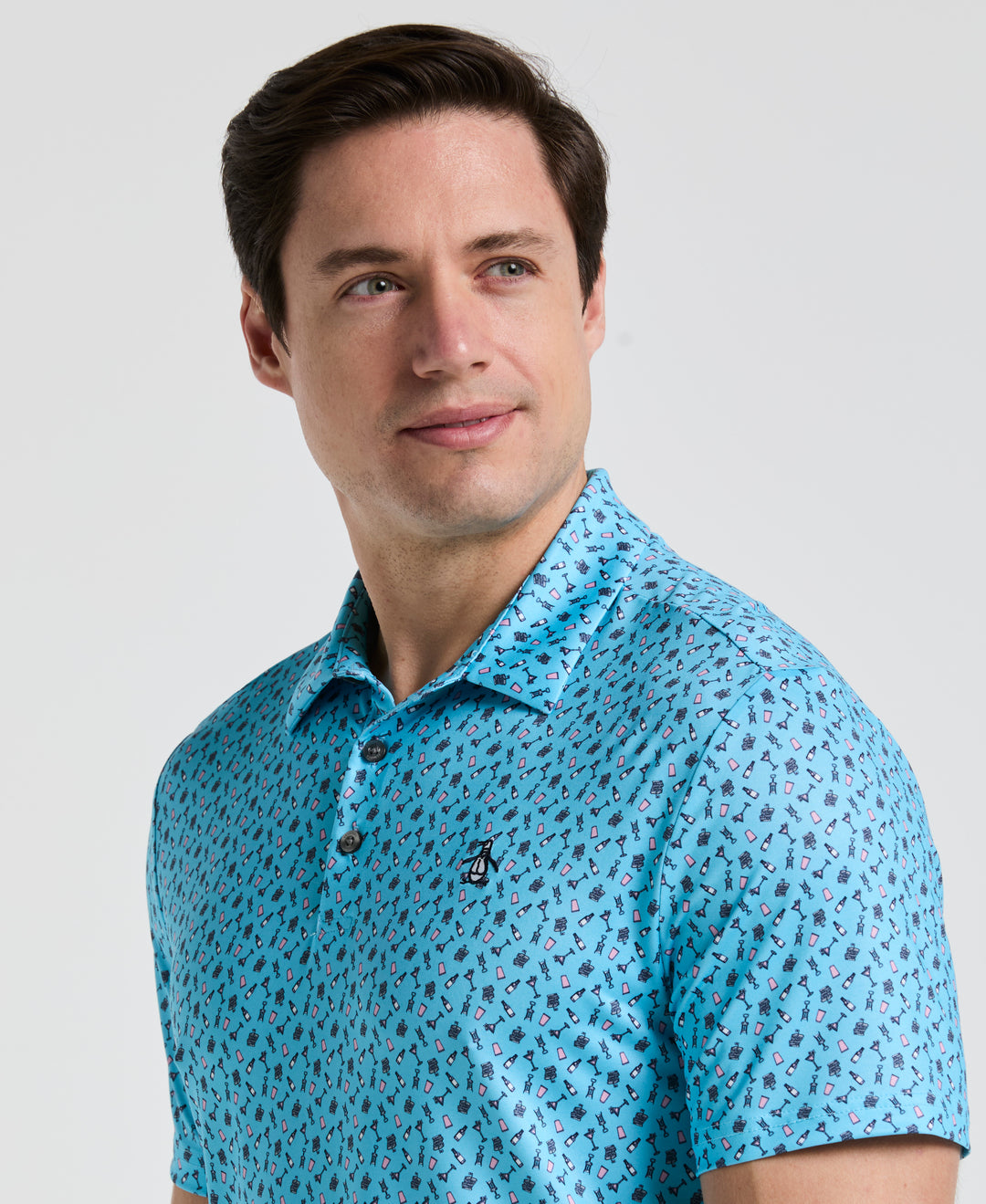 Augusta Menu Print Golf Polo (Aquarius) 