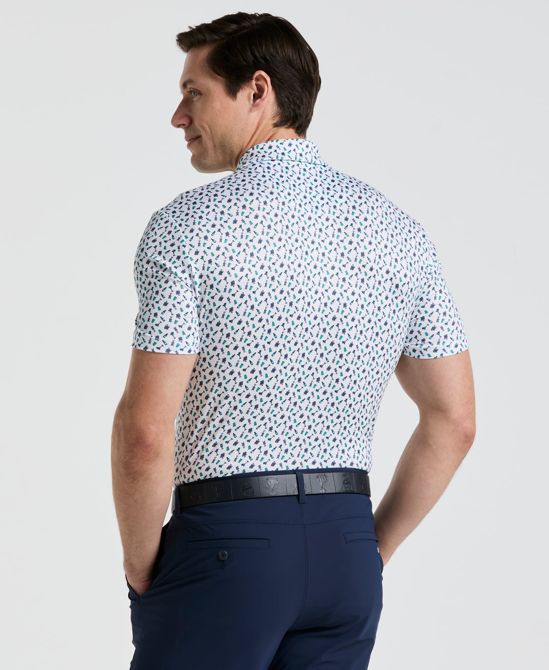 Augusta Menu Print Golf Polo (Bright White) 