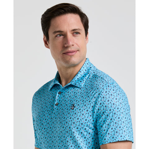 Augusta Menu Print Golf Polo (Aquarius) 