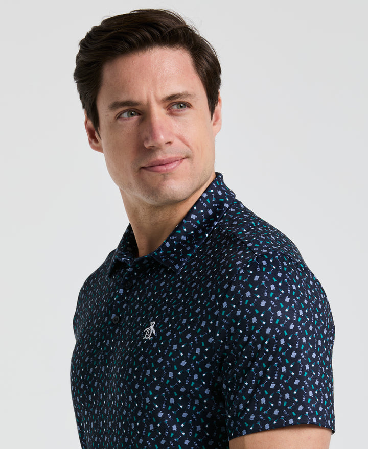 Augusta Menu Print Golf Polo (Black Iris) 